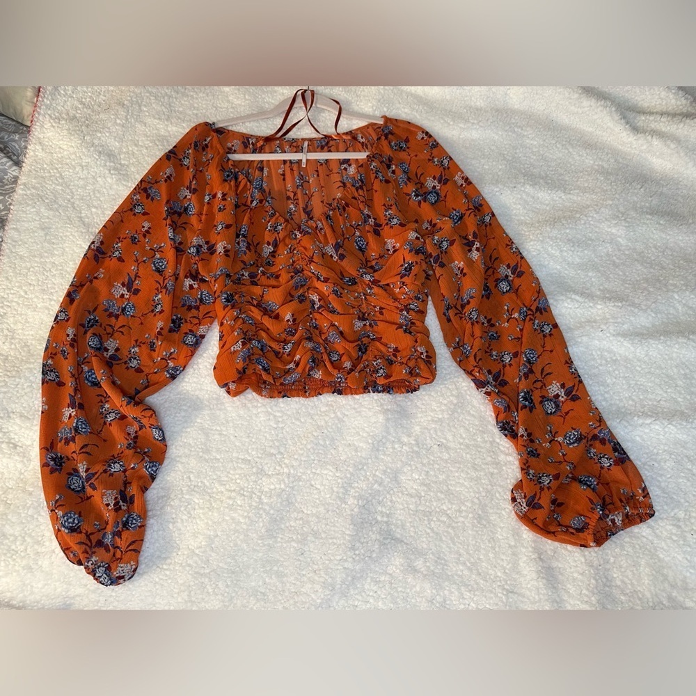 FREE PEOPLE Final Rose Blouse In Rust Combo Women’s Size M - Picture 2 of 8